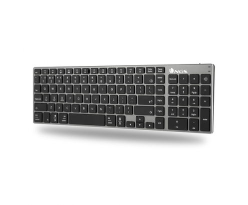 NGS FORTUNE-BT, QWERTY, PT teclado Bluetooth Portugués Negro, Plata