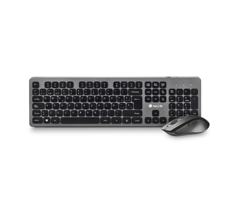 NGS IDOL KIT teclado Ratón incluido RF inalámbrico QWERTY Negro, Plata