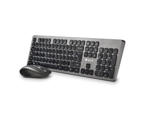 NGS IDOL KIT teclado Ratón incluido RF inalámbrico QWERTY Negro, Plata