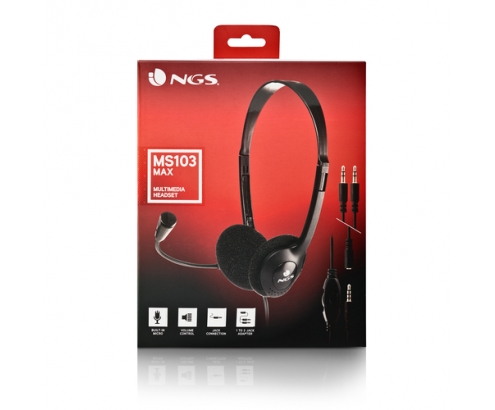 NGS MS103 MAX Auriculares Alámbrico Diadema Llamadas/Música Negro