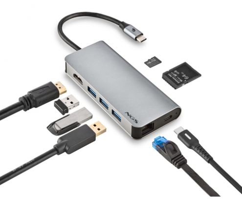 NGS WONDER DOCK 8 USB 2.0 Type-C 1024 Mbit/s Plata