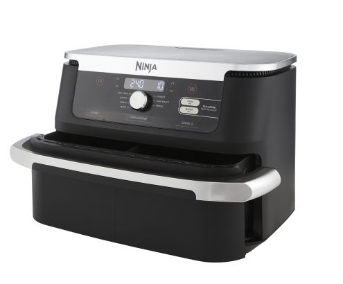 Ninja AF500EU freidora Doble 10,4 L Independiente 2470 W Freidora de aire caliente Negro, Acero inoxidable