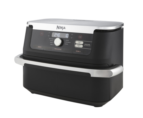 Ninja AF500EU freidora Doble 10,4 L Independiente 2470 W Freidora de aire caliente Negro, Acero inoxidable