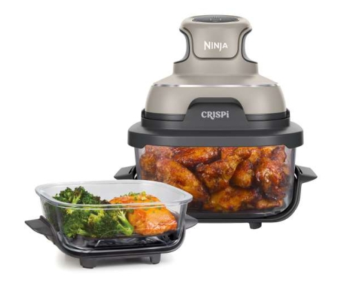 Ninja CRISPi Sencillo 3,8 L 1700 W Freidora de aire caliente Gris, Color piedra, Transparente