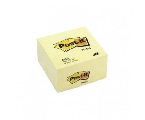 NOTAS ADHESIVAS POST-IT CUBO 3M COLOR AMARILLO 450 HOJAS 636-B