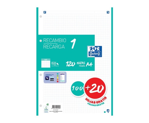 Oxford 400158057 papel de cuaderno 210 x 297 mm (A4) 120 hojas