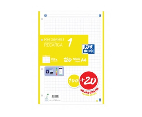 Oxford 400158160 papel de cuaderno 210 x 297 mm (A4) 120 hojas