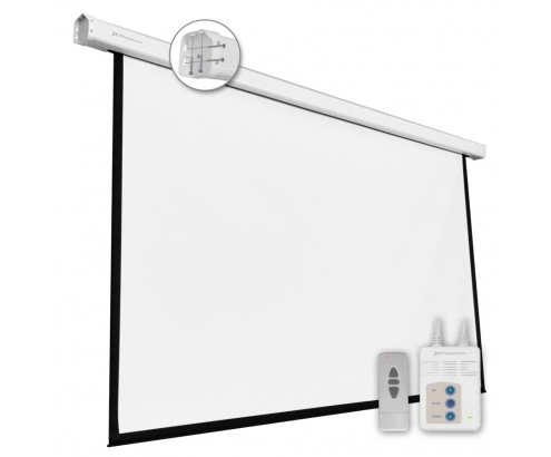 Pantalla electrica videoproyector phoenix pared y techo 135p 300x300cm posicion ajustable carcasa blanca tela super resistente PHPANTALLA-300