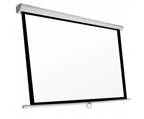 Pantalla manual Phoenix videoproyector pared y techo 169p 3mx3m posicion ajustable carcasa blanca tela super resistente PHPANTALLA-300M