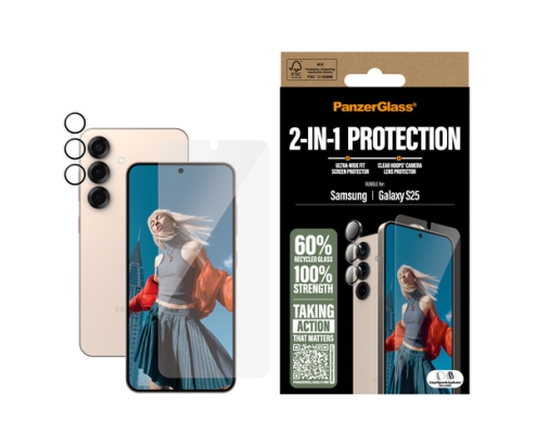 PanzerGlass ® 2-in-1 Protection Bundle Samsung Galaxy S25 Protector de pantalla 1 pieza(s)