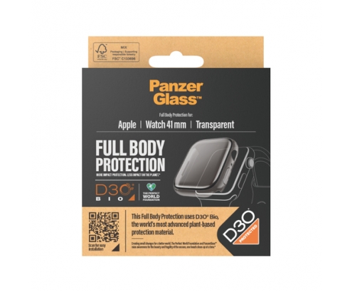 PanzerGlass Apple Watch Full Body Case D30 Transparente Vidrio templado, Tereftalato de polietileno (PET)