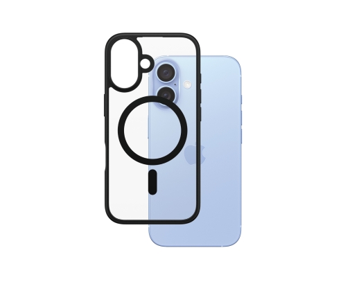 PanzerGlass ® HardCase Transparent w. Black MagSafe & Frame iPhone 16 funda para teléfono móvil Negro