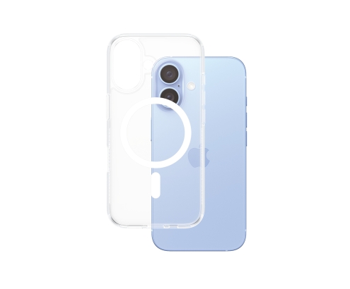 PanzerGlass ® HardCase Transparent w. White MagSafe iPhone 16 funda para teléfono móvil Transparente