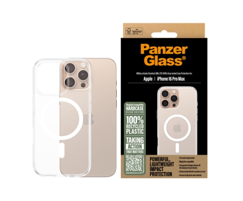 PanzerGlass ® HardCase Transparent w. White MagSafe iPhone 16 Pro Max funda para teléfono móvil Transparente