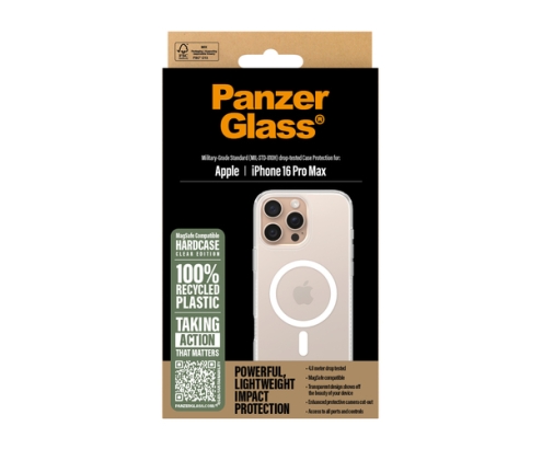 PanzerGlass ® HardCase Transparent w. White MagSafe iPhone 16 Pro Max funda para teléfono móvil Transparente