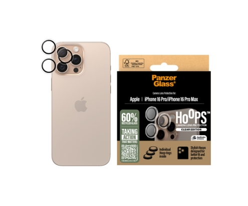 PanzerGlass ® Hoops® Camera Lens Protector Transparent iPhone 16 Pro | 16 Pro Max Protector de pantalla Apple 1 pieza(s)