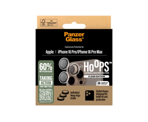 PanzerGlass ® Hoops® Camera Lens Protector Transparent iPhone 16 Pro | 16 Pro Max Protector de pantalla Apple 1 pieza(s)