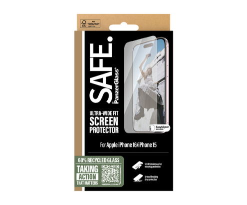 PanzerGlass SAFE. by ® Screen Protector iPhone 16 | 15 | Ultra-Wide Fit Protector de pantalla Apple 1 pieza(s)