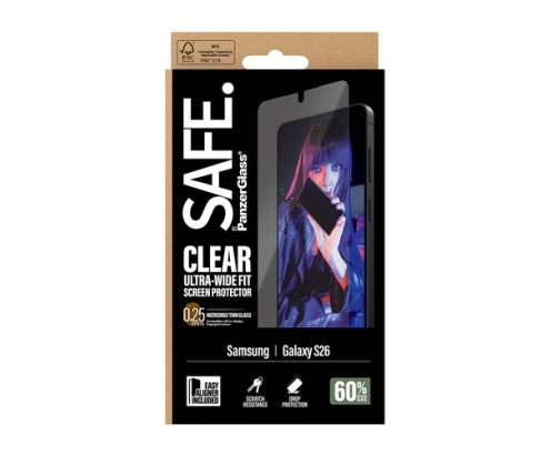 PanzerGlass SAFE. by ® Screen Protector Samsung Galaxy S26 | Ultra-Wide Fit w. EasyAligner Protector de pantalla 1 pieza(s)