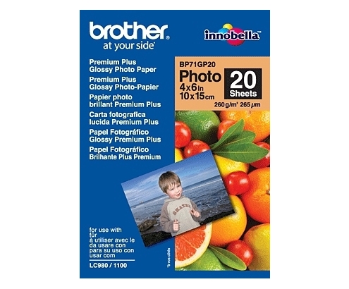 PAPEL BROTHER FOTOGRAFICO INKJET GLOSSY 10 x 15 20h 260g/m2 BP71GP20 