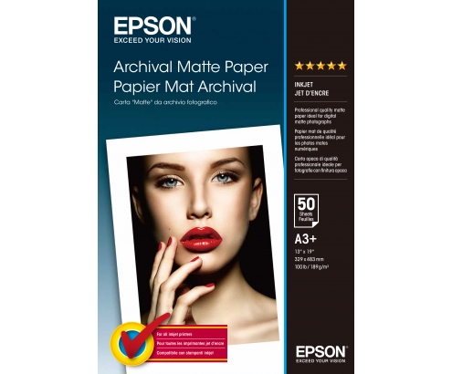 Papel Epson Archival Matte Paper, DIN A3+, 189 g/m², 50 hojas C13S041340