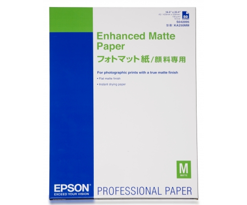 Papel Epson Enhanced Matte Paper, DIN A2, 192 g/m², 50 hojas C13S042095