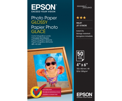PAPEL EPSON FOTOGRAFICO GLOSSY 10X15 50 HOJAS S042547