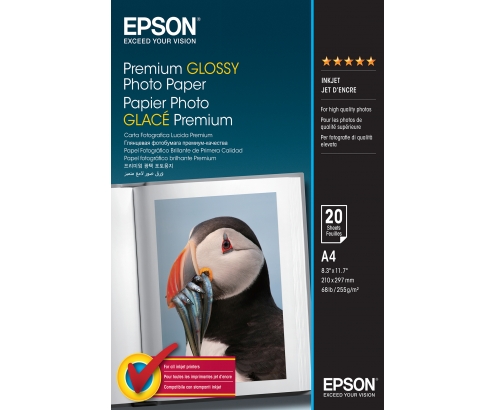 Papel Epson Premium Glossy Photo Paper - A4 - 20 Hojas C13S041287