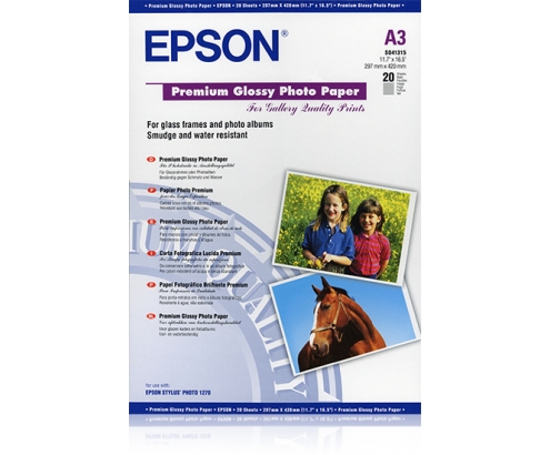 Papel Epson Premium Glossy Photo Paper, DIN A3, 255 g/m², 20 hojas C13S041315