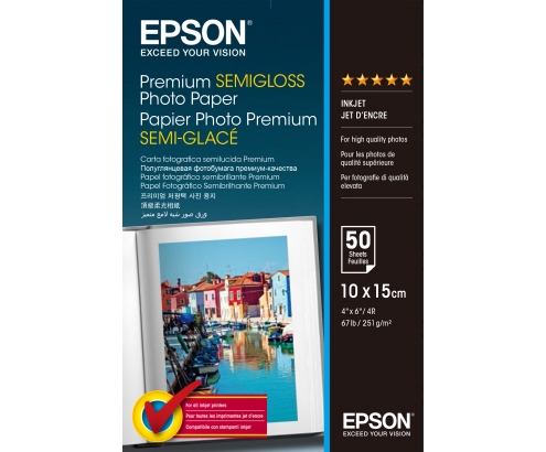 Papel Epson Premium Semi-Gloss Photo Paper - 10x15cm - 50 hojas