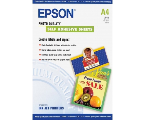 Papel Epson Self-Adhesive Photo Paper - A4 - 10 hojas C13S041106