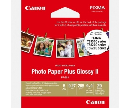 PAPEL FOTOGRAFICO CANON 9X9CM 20 HOJAS 265GR/M2 BRILLO II PLUS 2311B070