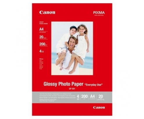 PAPEL FOTOGRAFICO USO DIARIO CANON GP-501 20 HOJAS A4 BRILLO 0775B082