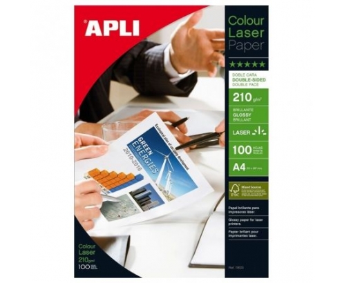 PAPEL LASER GLOSSY APLI DOBLE CARA DIN A4 100 HOJAS 11833