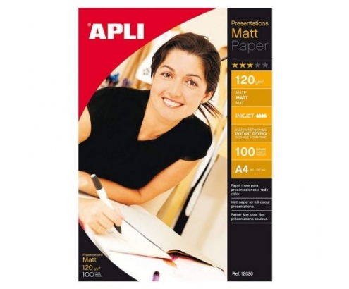 PAPEL MATE APLI 120G 210X297MM 100 HOJAS 12626