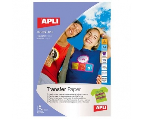 PAPEL TRANSFER APLI PARA PRENDAS OSCURAS DIN A4 5 HOJAS 10247