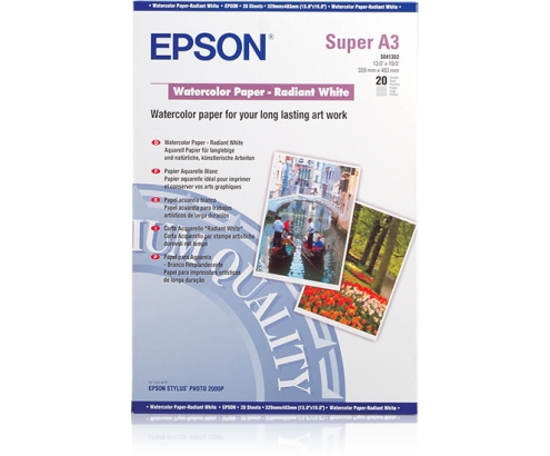 Papeleria Epson Papel acuarela blanco, DIN A3+, 190 g/m², 20 hojas C13S041352