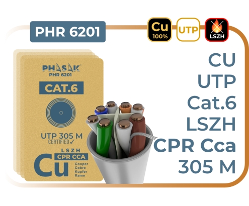 Phasak Bobina Cable UTP Cat.6 100% cobre LSZH CPR Cca 305 m – PHR 6201