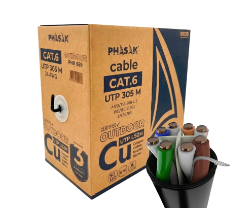 Phasak Bobina de cable de red exterior S-FTP Cat.6A cobre 100% sólido LSZH 305 m gris – PHR 669 |