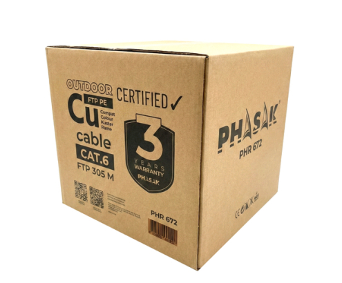 Phasak BOBINA DE CABLE RJ45 FTP PHR 672 CAT.6/ 305M/ GRIS cable de red Negro Cat6 F/UTP (FTP)