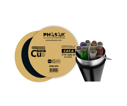 Phasak BOBINA DE CABLE RJ45 FTP PHR 672 CAT.6/ 305M/ GRIS cable de red Negro Cat6 F/UTP (FTP)