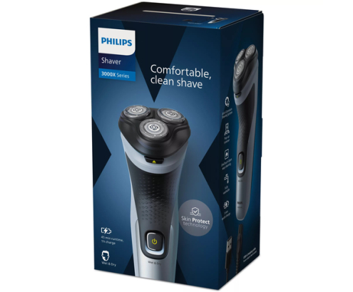 Philips X3063/00 afeitadora Máquina de afeitar de rotación Recortadora Negro, Azul