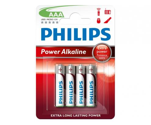 PILAS PHILIPS AAA POWER ALKALINE 4 UDS LR03P4B/10