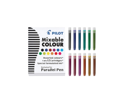 Pilot Parallel Pen Negro, Azul, Marrón, Verde, Verde claro, Marina, Naranja, Rosa, Púrpura, Rojo, Turquesa, Amarillo 12 pieza(s)