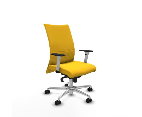 Piqueras y Crespo Albacete confidente sincro similpiel amarillo brazos 1D blancos base aluminio ruedas 65 mm nailon