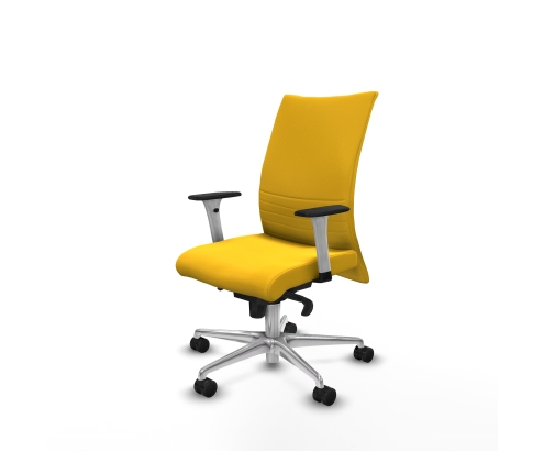 Piqueras y Crespo Albacete confidente sincro similpiel amarillo brazos 1D blancos base aluminio ruedas 65 mm nailon