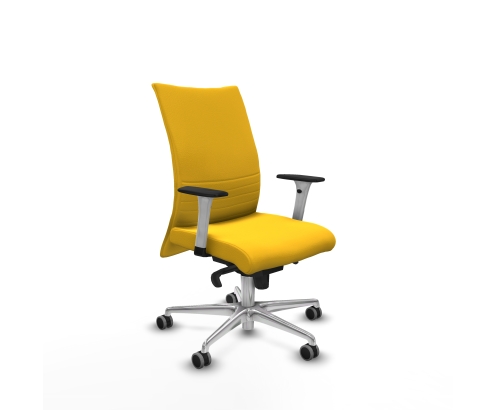 Piqueras y Crespo Albacete confidente sincro similpiel amarillo brazos 1D blancos base aluminio ruedas 65mm engomadas