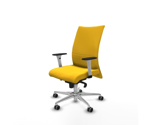 Piqueras y Crespo Albacete confidente sincro similpiel amarillo brazos 1D blancos base aluminio ruedas 65mm engomadas