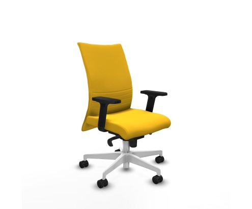 Piqueras y Crespo Albacete confidente sincro similpiel amarillo brazos 2D base blanca ruedas 65 mm nailon