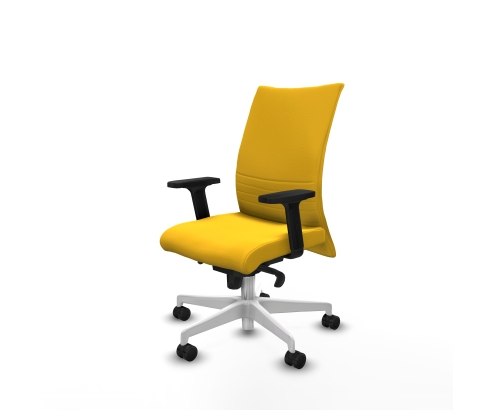 Piqueras y Crespo Albacete confidente sincro similpiel amarillo brazos 2D base blanca ruedas 65 mm nailon